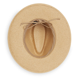 Bottom of Men's Turner UPF Fedora Straw Sun Hat in Camel  by Wallaroo
