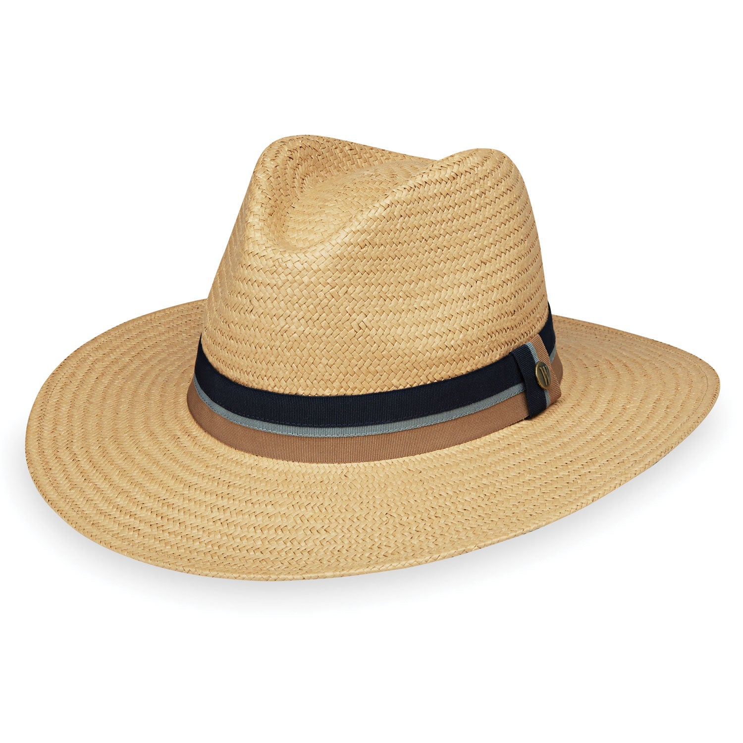 Featuring Men's Big Wide Brim Fedora Style Turner Straw Sun Hat in Camel from Wallaroo