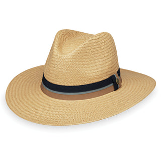 Front of Unisex Wide Brim Fedora Style Turner UPF Sun Hat in Camel from Wallaroo