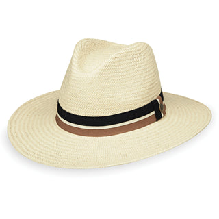 Men's Big Wide Brim Fedora Style Turner UPF Straw Sun Hat in Ivory from Wallaroo