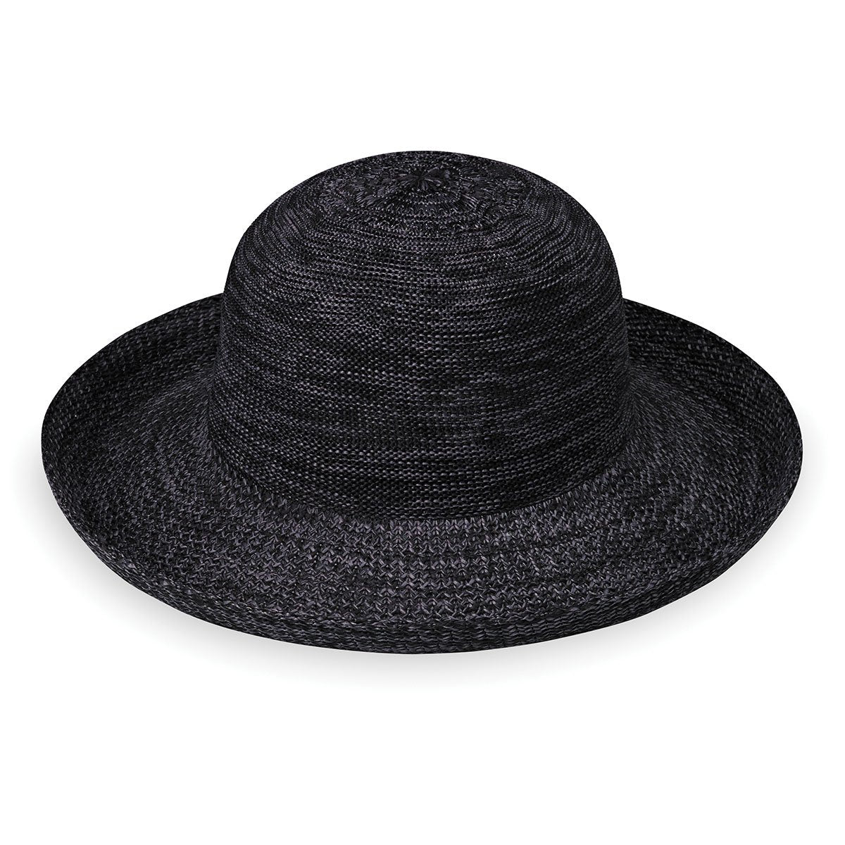 Ladies' Packable Big Wide Brim Style Victoria poly straw Sun Hat in Mixed_Black from Wallaroo