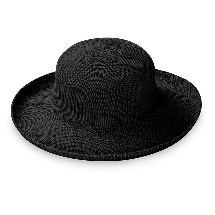 Women's Big Wide Brim Style Victoria poly straw Sun Hat in Black from Wallaroo