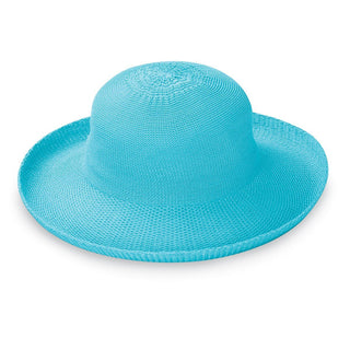 Women's Packable Big Wide Brim Style Victoria poly straw Sun Hat in Turquoise from Wallaroo