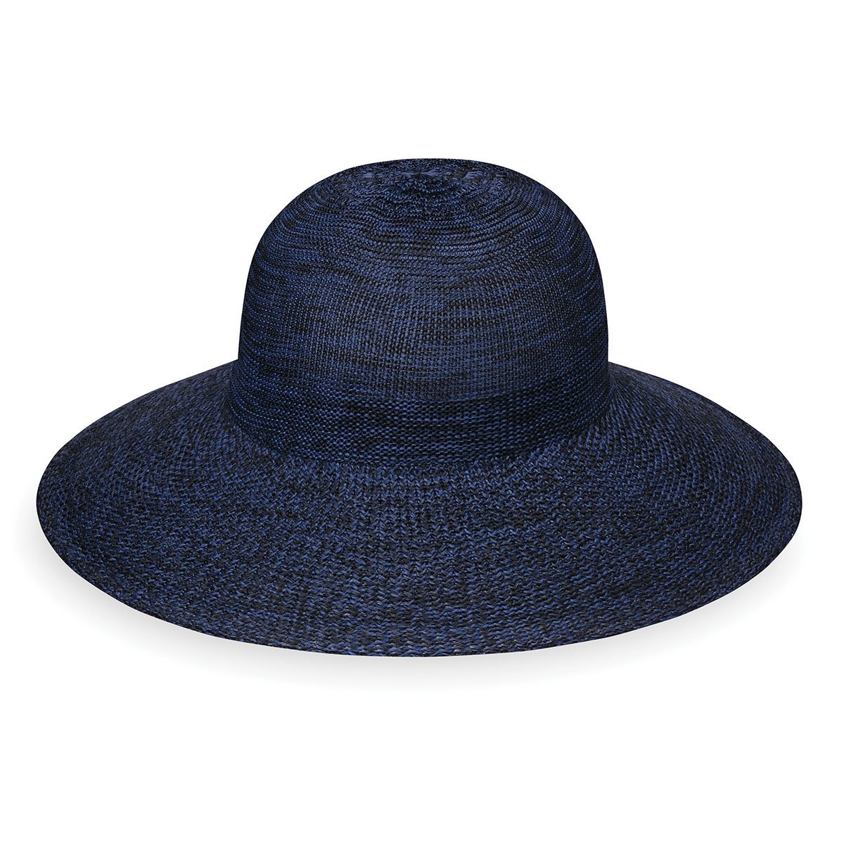 Ladies' Packable Big Wide Brim Victoria Diva straw Sun Hat in Mixed/Navy from Wallaroo