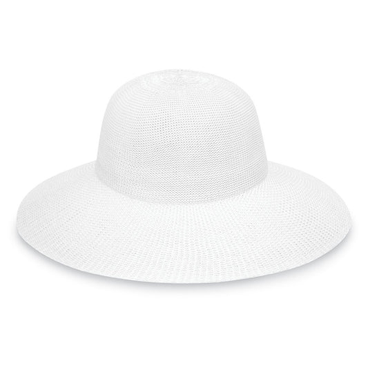 Ladies' Packable Big Wide Brim Victoria Diva straw Sun Hat in White from Wallaroo