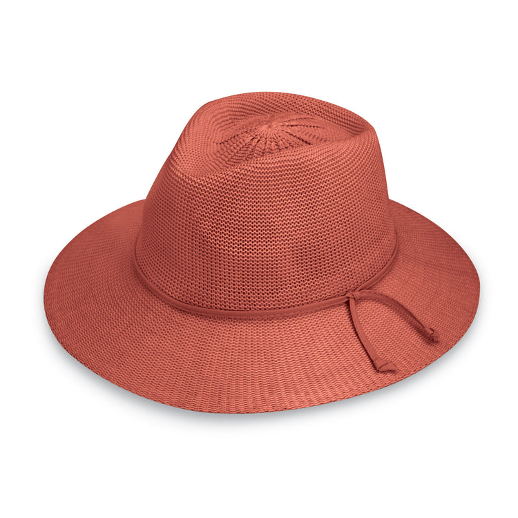 Women's Packable Victoria Fedora Style straw Summer Hat in Paprika for travel from Wallaroo