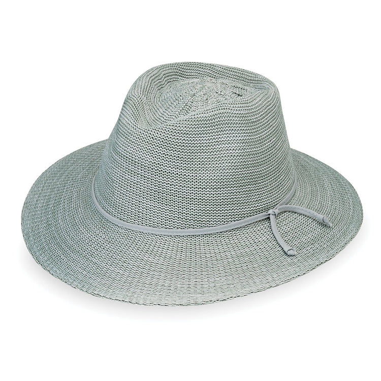 Ladies' Victoria Fedora Style straw Sun Hat for travel in Seafoam from Wallaroo