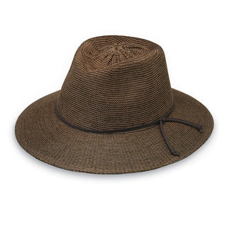Ladies' Victoria Fedora Style straw Summer Hat for travel in Suede from Wallaroo