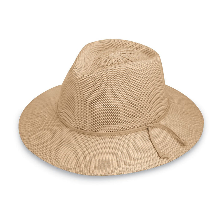 Wallaroo Hat Company Women's Victoria Fedora Sun Hat - Mixed Camel - UPF 50+ / OS
