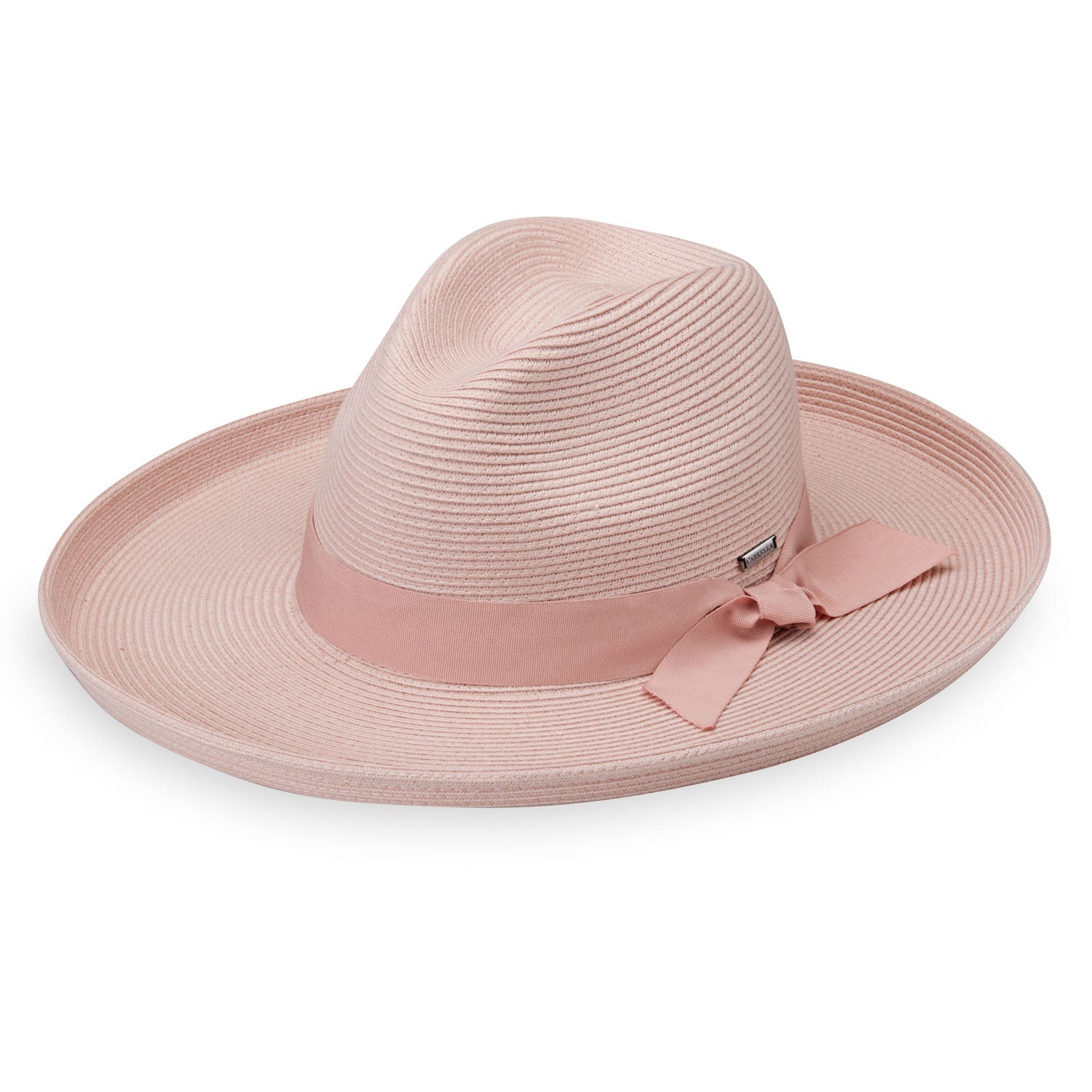 Featuring Front of Wide Brim Fedora Style Vivian UPF Sun Hat in Dusty Rose from Carkella by Wallaroo