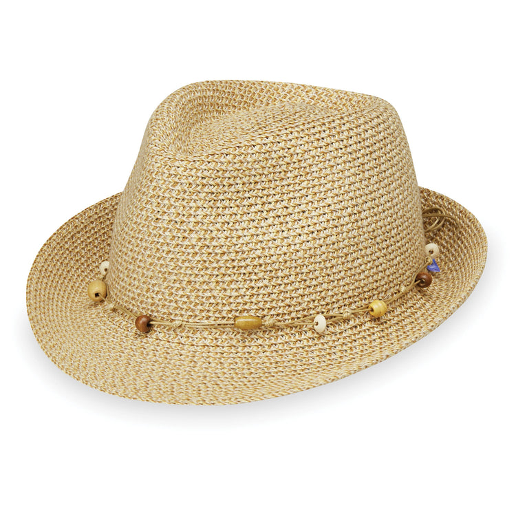 Women's Packable and Adjustable Fedora Style Waverly Beach Sun Hat from Wallaroo, Natural