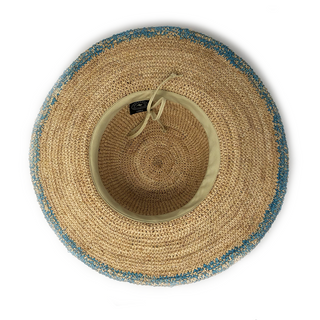 Bottom of Big Wide Brim Camille Straw Beach Sun Hat in Turquoise from Wallaroo