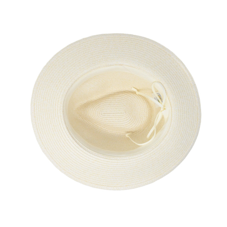 Bottom of Women's Packable UPF Fedora Style Caroline Sun Hat in Ivory from Wallaroo