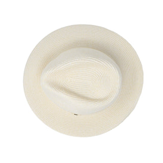 Top of Packable Women's UPF Fedora Style Caroline Sun Hat in Ivory from Wallaroo