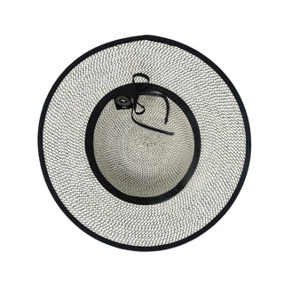 Bottom of Wide Brim Crown Style Darby Sun Protection Hat in Ivory Black from Wallaroo