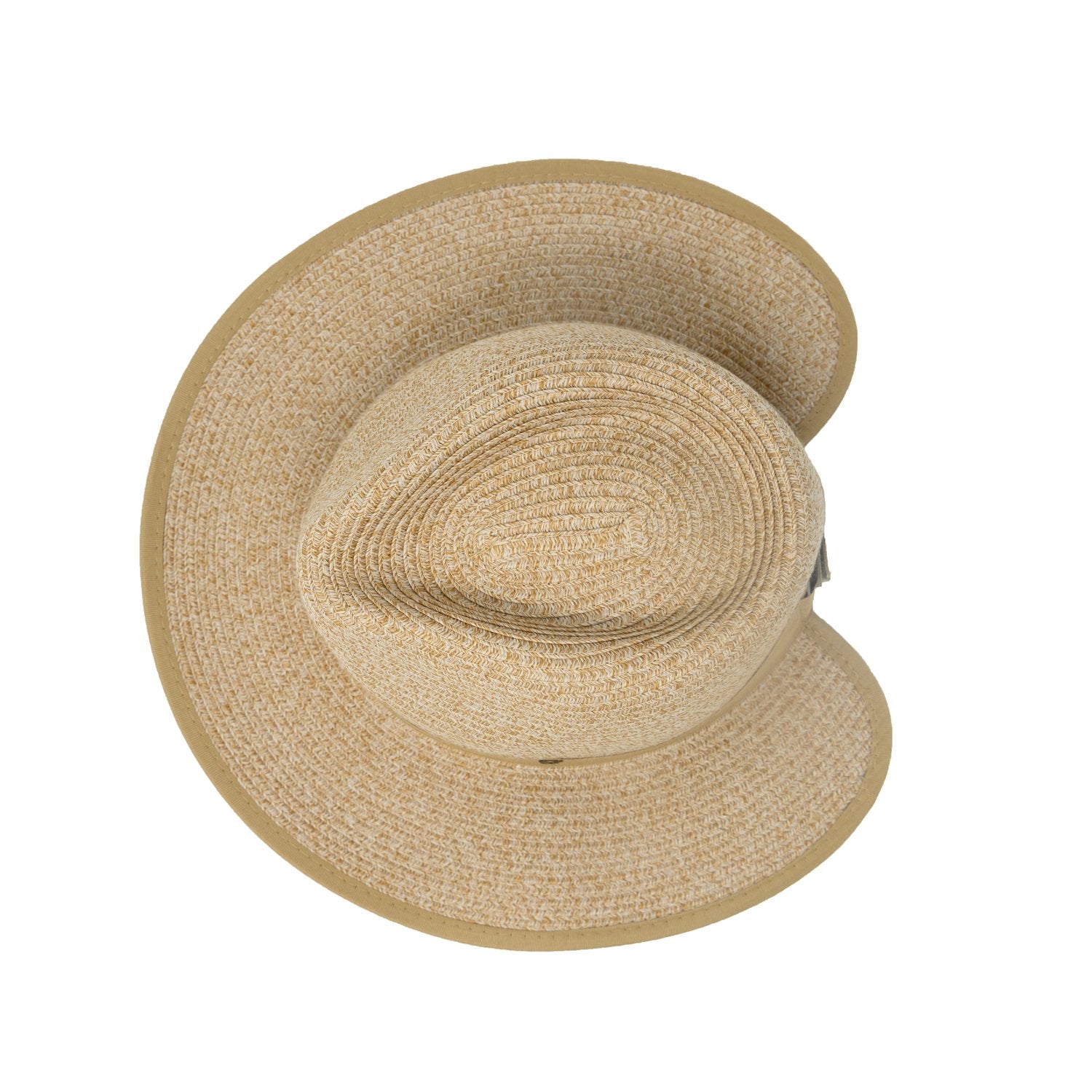 Top of Women's Packable Gabi Ponytail Fedora Style UPF Sun Hat in Beige from Wallaroo