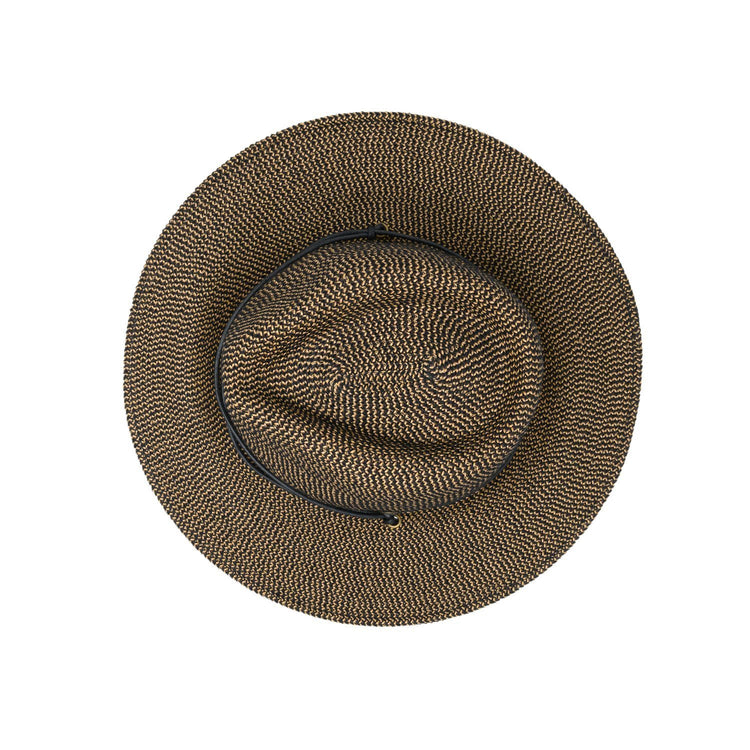 UPF Fedora Style Logan Sun Hat with Chinstrap in Dark Brown from Wallaroo, Dark Brown