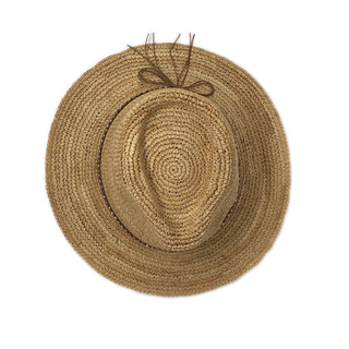 Top of Women's Packable UPF Fedora Style Malibu Raffia Sun Hat in Natural from Wallaroo