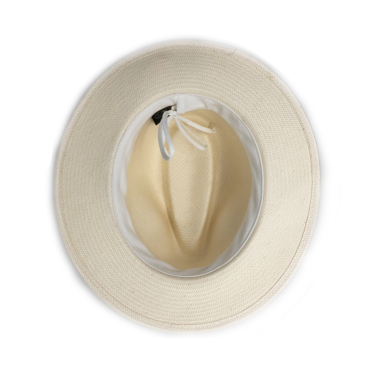 Women's Fedora Style Monterey Straw Sun Hat in Natural with Blue Pinstripe from Wallaroo, Natural w/Blue Pinstripe