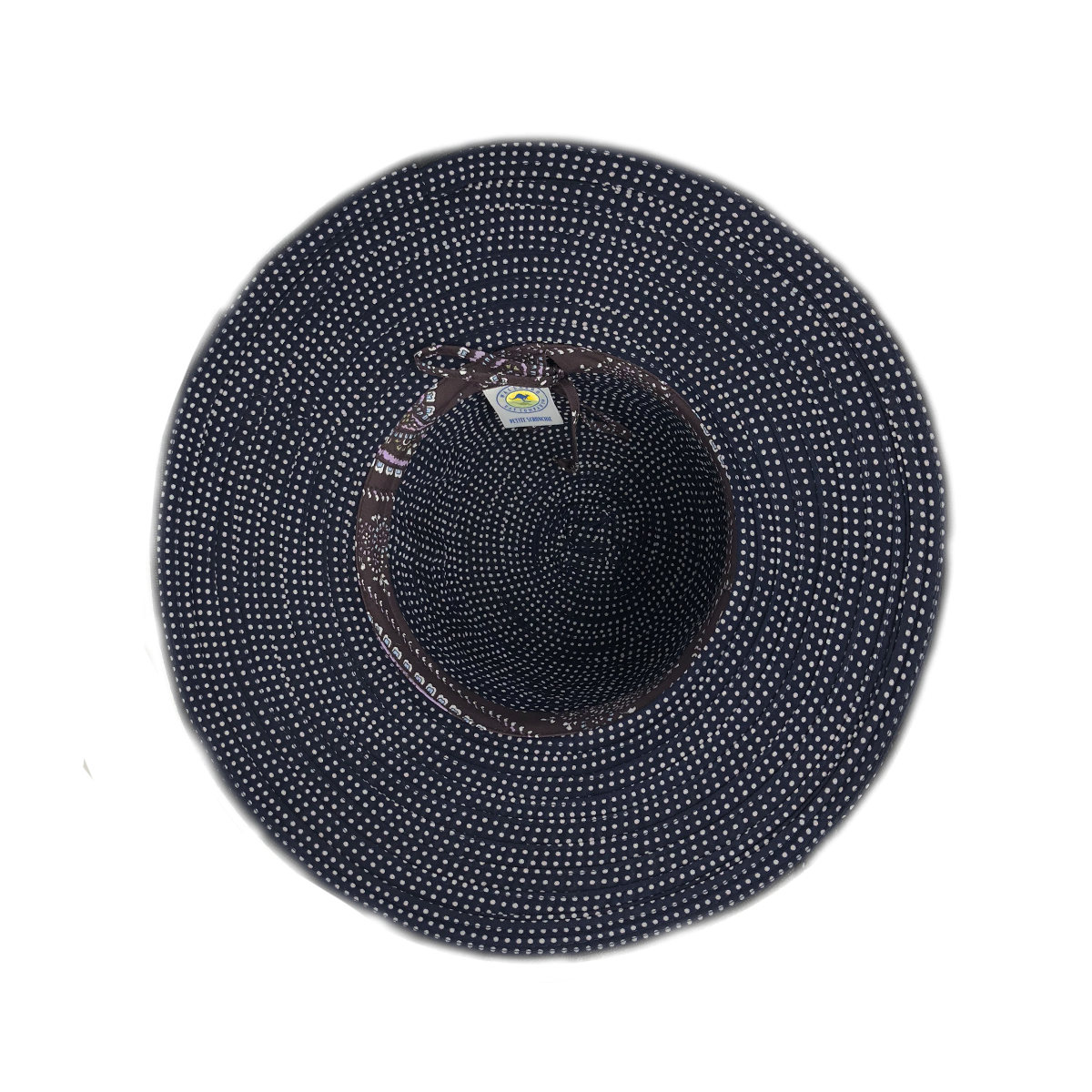 Ladies' Packable Big Wide Brim Petite Scrunchie UPF Summer Sun Hat from Wallaroo, Navy/White