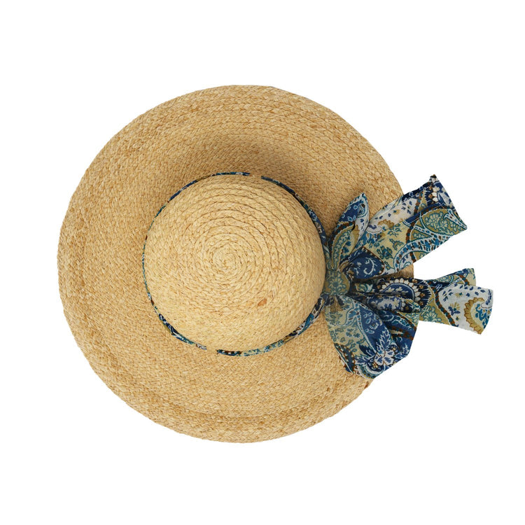 Top of Women's Adjustable Wide Brim Sausalito UPF Raffia Sun Hat in Natural from Wallaroo