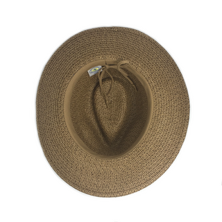 Inside of Unisex Packable Fedora Style Sedona UPF Sun Hat in Camel from Wallaroo