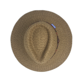 Top of Unisex Packable Fedora Style Sedona UPF Sun Hat in Camel from Wallaroo