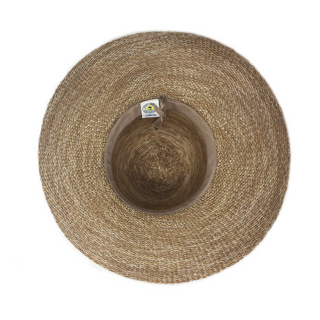 Inside of Packable Extra Wide Brim Victoria Diva Sun Hat in Camel from Wallaroo