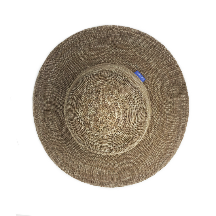 Ladies' Packable Big Wide Brim Victoria Diva straw Sun Hat in Mixed/Camel from Wallaroo