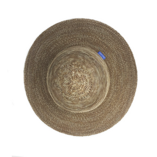Top of Packable Extra Wide Brim Victoria Diva Sun Hat in Camel from Wallaroo